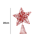 Estrela Ponteira Natal 20cm com Glitter Enfeite Árvore