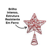 Estrela Ponteira Natal 20cm com Glitter Enfeite Árvore