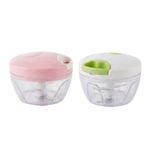 Kit 2 Mini Processadores Manual 500ml 3 Lâminas Cozinha