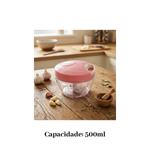 Kit 2 Mini Processadores Manual 500ml 3 Lâminas Cozinha