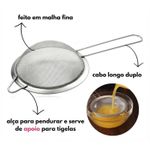 Peneira Inox com Cabo 22cm para Cozinha Coar Alimentos e Receitas