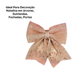 Laços De Natal Decoração Natalina Com Glitter E Estrelas 20cmx24cm
