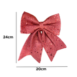 Laços De Natal Decoração Natalina Com Glitter E Estrelas 20cmx24cm