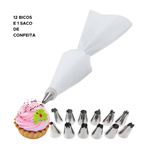 Kit Confeitaria 12 Bicos Saco de Confeitar Decorador de Bolos