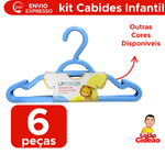 Kit Com 6 Cabides Infantis Colorido Reforçado Organizador De Roupas