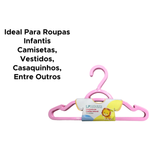 Kit Com 6 Cabides Infantis Colorido Reforçado Organizador De Roupas