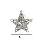 Kit 4 Enfeites de Natal Estrela Árvore Pendente Glitter Decoração