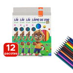 Kit Com 12 Pacotes de Lapis de Cor 12 Cores Sextavado Para Lembrancinha Revenda