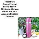 Garrafa Térmica de Viagem 500 ml Inox Alça Para Café Chá água Bebidas Geladas