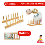 Porta Pratos Bambu 6 Divisórias Organizador Bancada Cozinha