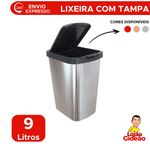 Lixeira Com Tampa Click 9 Litros Coleta Seletiva Para Cozinha Banheiro Escritório Reforçada Cesto de Lixo Resíduos
