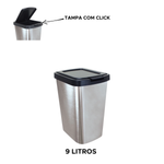 Lixeira Com Tampa Click 9 Litros Coleta Seletiva Para Cozinha Banheiro Escritório Reforçada Cesto de Lixo Resíduos