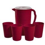 Kit Jarra De Suco 2 Litros Com 4 Copos 350ml De Plástico Colorido Resistente Jarra Para Agua Para Refresco Com Tampa