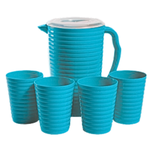 Kit Jarra De Suco 2 Litros Com 4 Copos 350ml De Plástico Colorido Resistente Jarra Para Agua Para Refresco Com Tampa