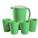 Kit Jarra De Suco 2 Litros Com 4 Copos 350ml De Plástico Colorido Resistente Jarra Para Agua Para Refresco Com Tampa