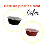 Marmita Bowl Pote Organizador Oval 1600ml Tampa Transparente Colorida
