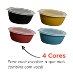 Marmita Bowl Pote Organizador Oval 1600ml Tampa Transparente Colorida