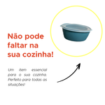Marmita Bowl Pote Organizador Oval 1600ml Tampa Transparente Colorida