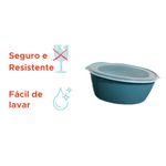 Marmita Bowl Pote Organizador Oval 1600ml Tampa Transparente Colorida