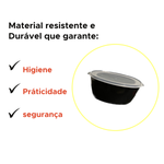 Marmita Bowl Pote Organizador Oval 1600ml Tampa Transparente Colorida