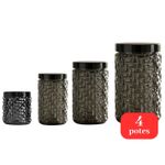 Kit 4 Potes Mosaico Organizadores Para Mantimentos e Cozinha