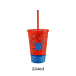 Copo Infantil Do Homem Aranha Marvel Personalizado Com Canudo Kids Crianças Para Agua Suco 550ml