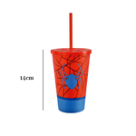 Copo Infantil Do Homem Aranha Marvel Personalizado Com Canudo Kids Crianças Para Agua Suco 550ml