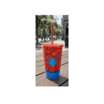 Copo Infantil Do Homem Aranha Marvel Personalizado Com Canudo Kids Crianças Para Agua Suco 550ml
