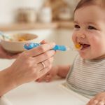 Colher de Silicone Baby Anatômica Azul Para Bebê Alimentação Infantil