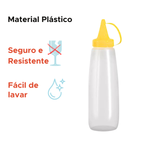 Bisnaga Mostarda 200ml Pote Molho Com Bico e Tampa Para Lanchonete