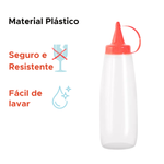 Bisnaga Ketchup 200ml Pote Molho Com Bico e Tampa Para Lanchonete Restaurante