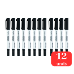 Kit Com 12 Marcadores Reprojetor Azul / Preto Ponta Dupla Resistente