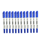 Kit Com 12 Marcadores Reprojetor Azul / Preto Ponta Dupla Resistente