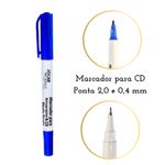 Marcador Reprojetor Azul Ponta Dupla Para Retroprojetor Transparência