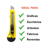 Kit 12 Estiletes 18mm Largo Corte Preciso Papelão Escola Escritório Sortido