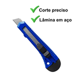Kit 12 Estiletes 18mm Largo Corte Preciso Papelão Escola Escritório Sortido