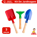 Kit 3 Ferramentas Para Jardim Pá Larga Fina e Ancinho Jardinagem Plantio