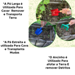 Kit 3 Ferramentas Para Jardim Pá Larga Fina e Ancinho Jardinagem Plantio