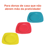 Prato Plástico Quadrado para Refeições Casa Festas e Eventos