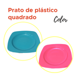 Prato Plástico Quadrado para Refeições Casa Festas e Eventos
