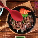 Colher de Silicone Para Cozinha Arroz Sopa Caldo Carne Frita Utensílio Culinário Resistente