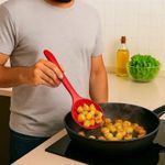 Escumadeira de Silicone Grande Para Cozinha Utensílio Culinário Frituras Alimentos