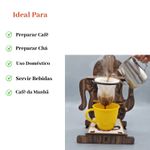 Kit Mini Coador De Café Chá Gourmet Bule Individual Com Xícara De Acrílico Madeira