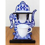 Kit Mini Coador De Café Chá Gourmet Bule Individual Com Xícara De Acrílico Madeira