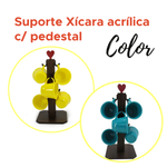 Pedestal Porta Xícara Mancebo MDF Com 6 Xícaras Acrílica