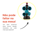 Pedestal Porta Xícara Mancebo MDF Com 6 Xícaras Acrílica