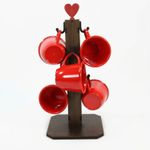 Pedestal Porta Xícara Mancebo MDF Com 6 Xícaras Acrílica