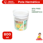 Pote Hermético 800ml Redondo Transparente Com Tampa Organizador Alimentos Cozinha