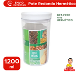 Pote Redondo Hermético Transparente Incolor Com Tampa Para Armazena Alimentos 1200ml