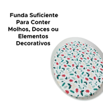 Bandeja de Natal Oval Funda Natalina Para Ceia Decoração Mesa de Natal